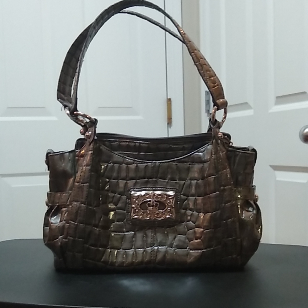 Kathy Van Zeeland Grey Alligator Faux Shoulder bag